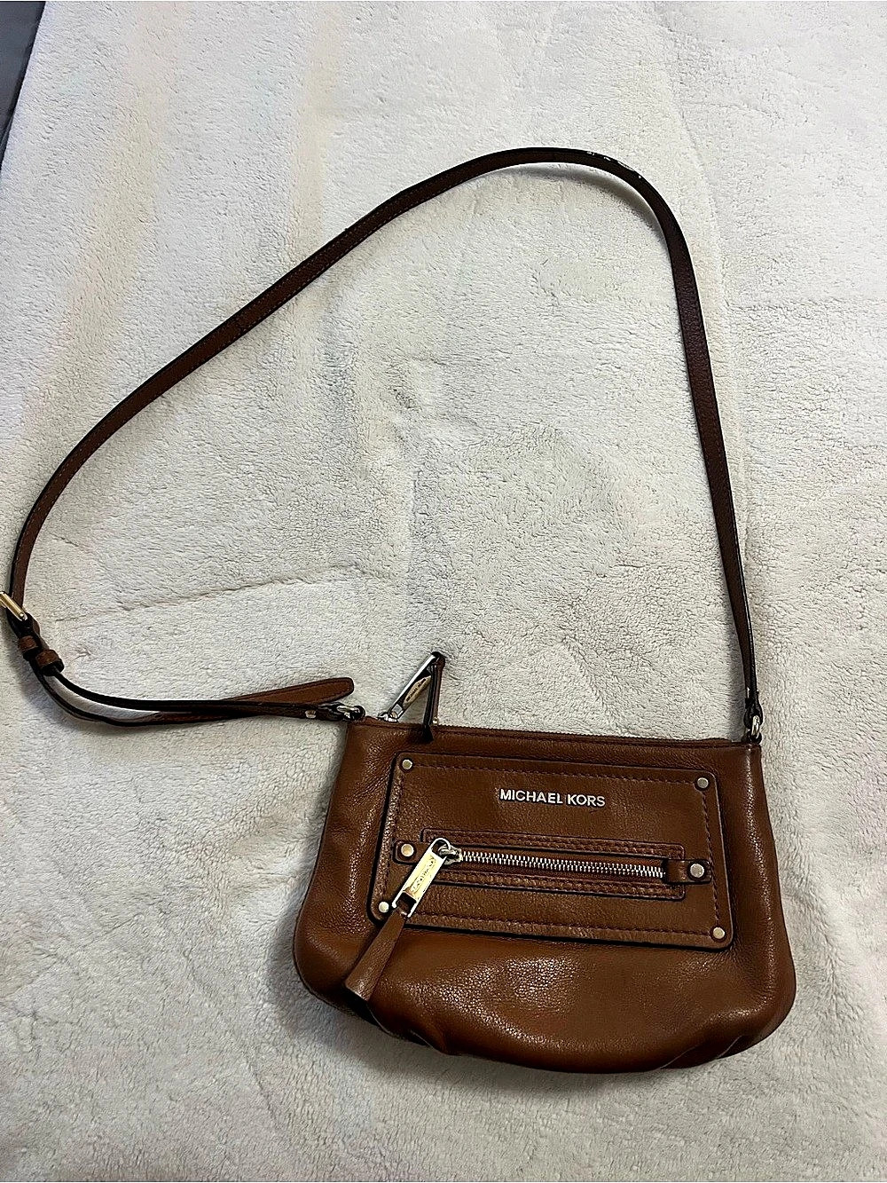 Michael Kors Brown Leather-Look Crossbody Bag